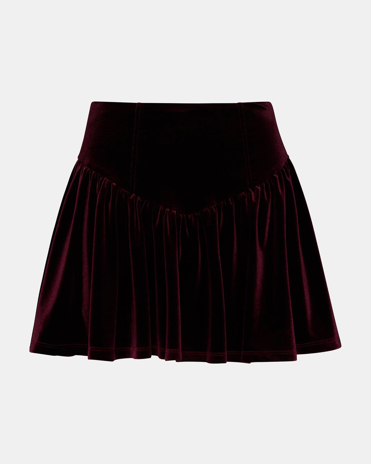 JAYLA Wine Flowy Velvet Women's Mini Skirt | Steve Madden Trusted