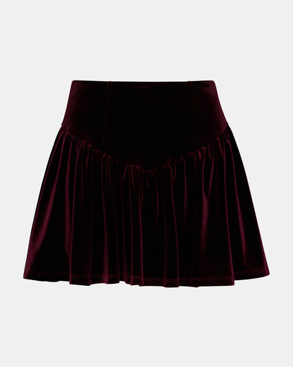 JAYLA Wine Flowy Velvet Women's Mini Skirt | Steve Madden Trusted