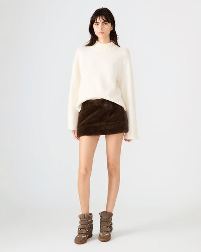 AVIVA Dark Espresso Faux Fur Mini Women's Skirt | Steve Madden Recommended