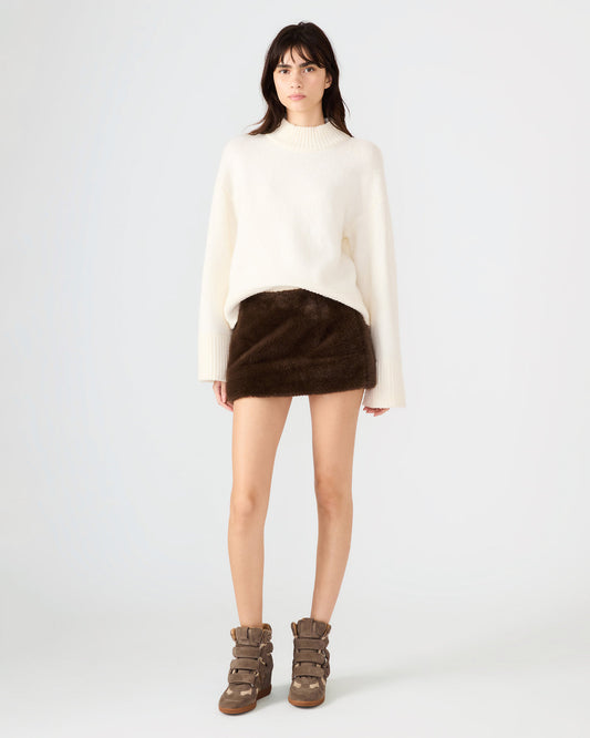 AVIVA Dark Espresso Faux Fur Mini Women's Skirt | Steve Madden Recommended
