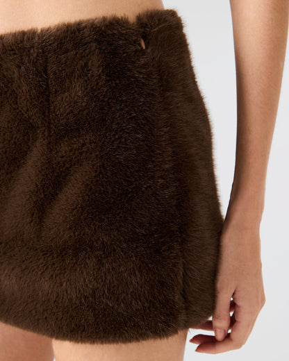 AVIVA Dark Espresso Faux Fur Mini Women's Skirt | Steve Madden Recommended