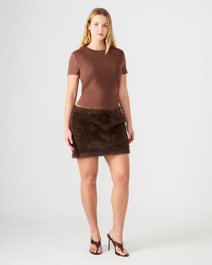 AVIVA Dark Espresso Faux Fur Mini Women's Skirt | Steve Madden Recommended
