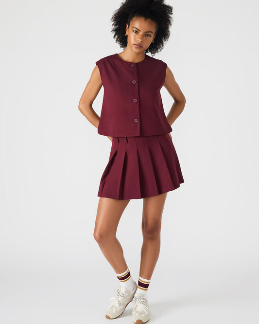 MARGO Wine Pleated Women's Mini Skirt | Steve Madden New