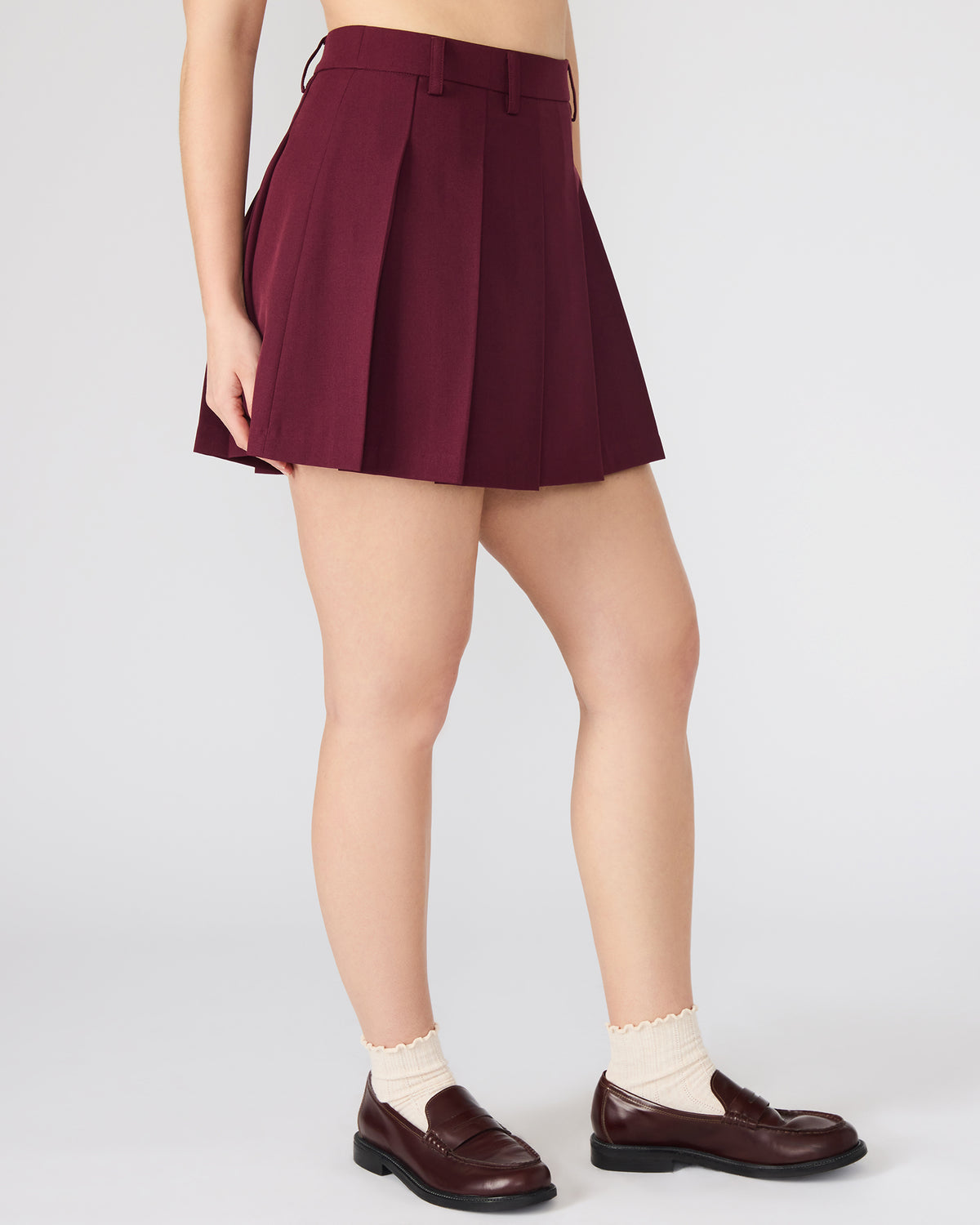 MARGO Wine Pleated Women's Mini Skirt | Steve Madden New