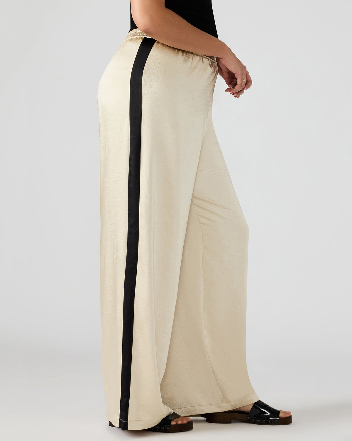 MOXIE Cream Pull-On Contrast Panel Straight Leg Women's Pant | Steve Madden New