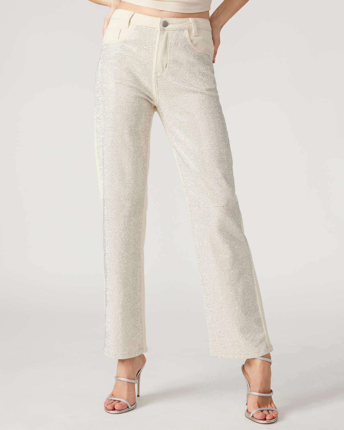 JESSE White Women's Rhinestone Studded Jeans | Steve Madden Deals