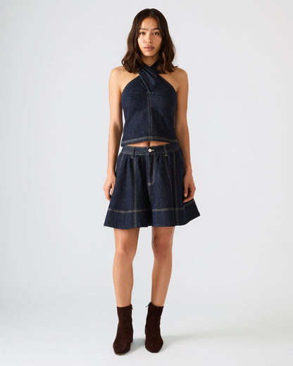 SLOAN Ink Denim Flowy Mini Women's Skirt | Steve Madden Recommended