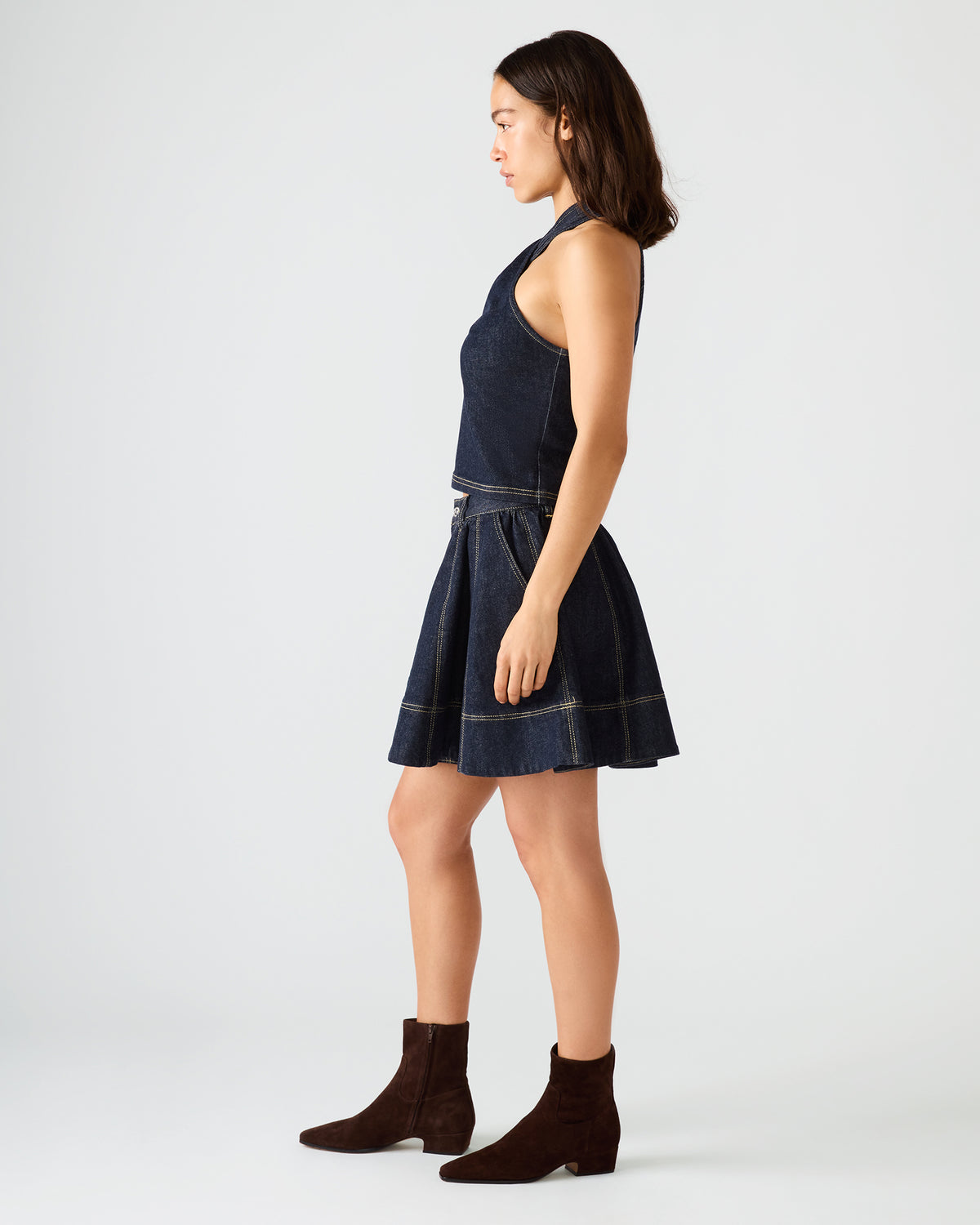 SLOAN Ink Denim Flowy Mini Women's Skirt | Steve Madden Recommended