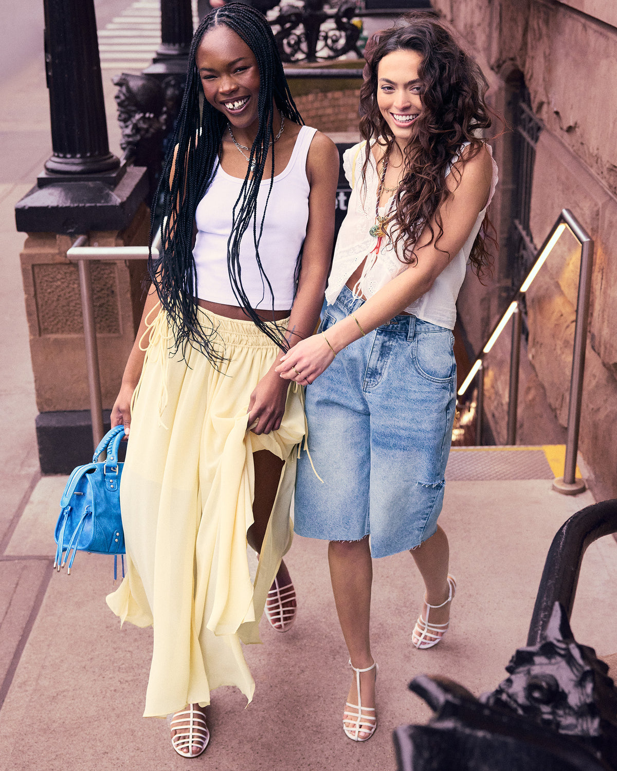 LANGE Denim Women's Side Slit Barrel Shorts | Steve Madden Top Pick