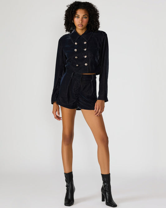 MINNETTA Indigo Haze Velvet Women's Shorts | Steve Madden Quality