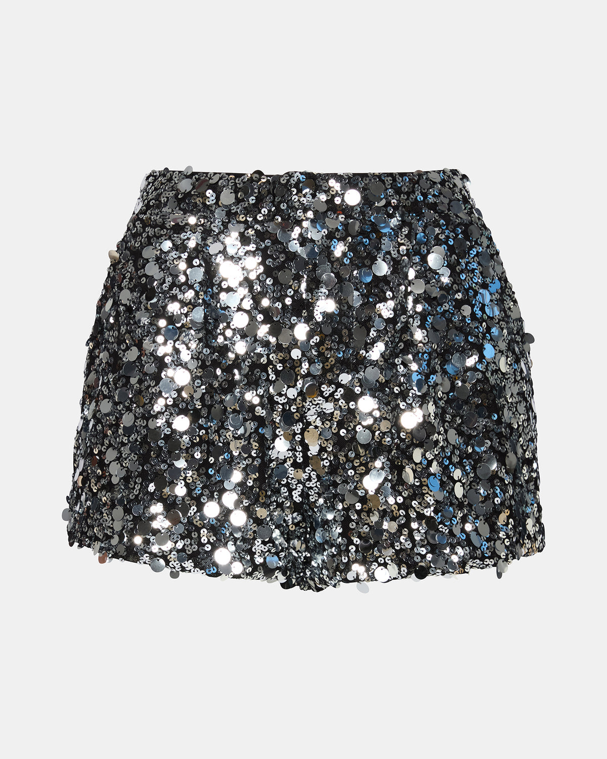 CELESTINE Silver Pull-On Embellished Sequin Women's Shorts | Steve Madden Featured