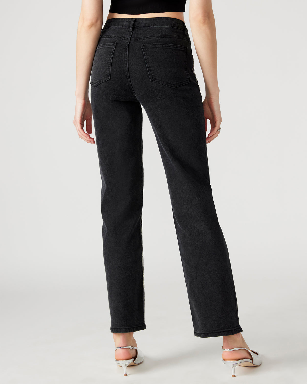 JESSE Black Women's Rhinestone Studded Jeans | Steve Madden Discount
