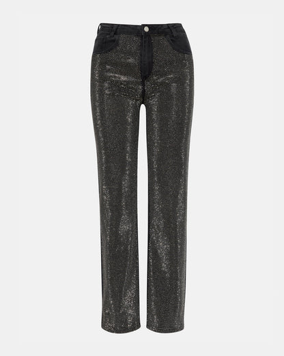 JESSE Black Women's Rhinestone Studded Jeans | Steve Madden Discount