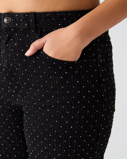 AVALINE Crystal Black Straight-Leg Rhinestone Embellished Denim Women's Jeans | Steve Madden Exclusive