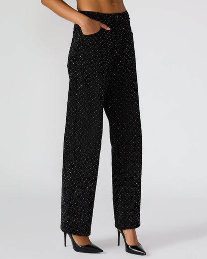 AVALINE Crystal Black Straight-Leg Rhinestone Embellished Denim Women's Jeans | Steve Madden Exclusive