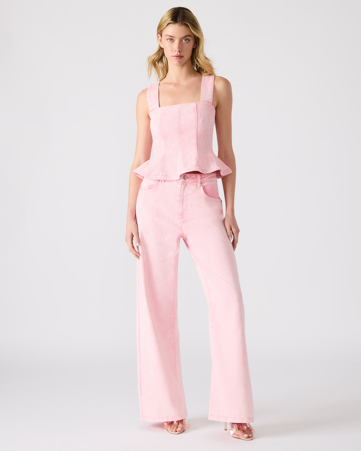 ROZ Pink Wide-Leg Washed Denim Women's Pant | Steve Madden Special Offer