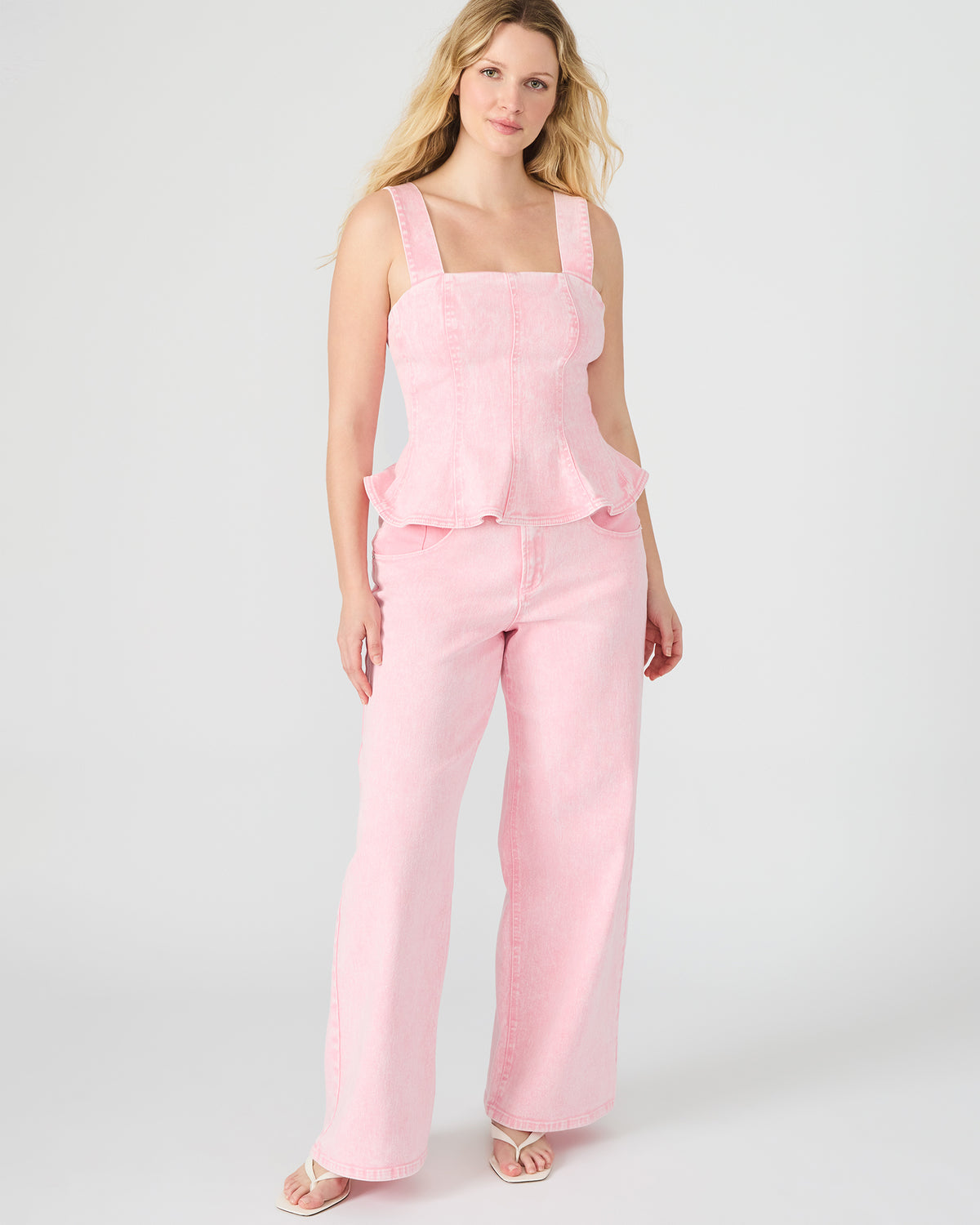 ROZ Pink Wide-Leg Washed Denim Women's Pant | Steve Madden Special Offer