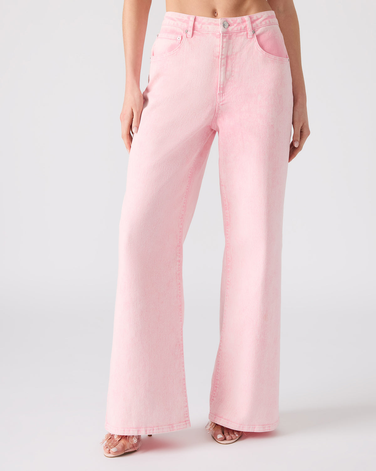ROZ Pink Wide-Leg Washed Denim Women's Pant | Steve Madden Special Offer