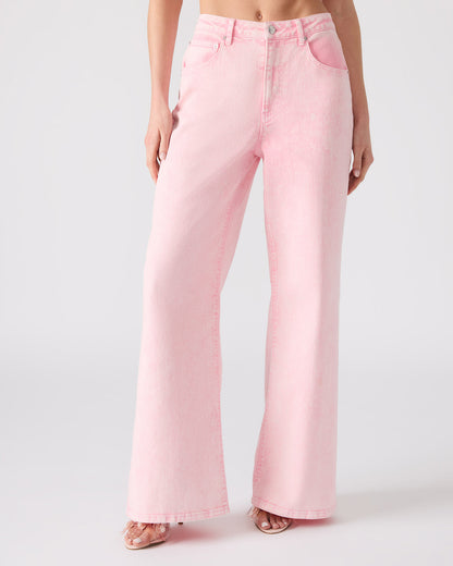 ROZ Pink Wide-Leg Washed Denim Women's Pant | Steve Madden Special Offer