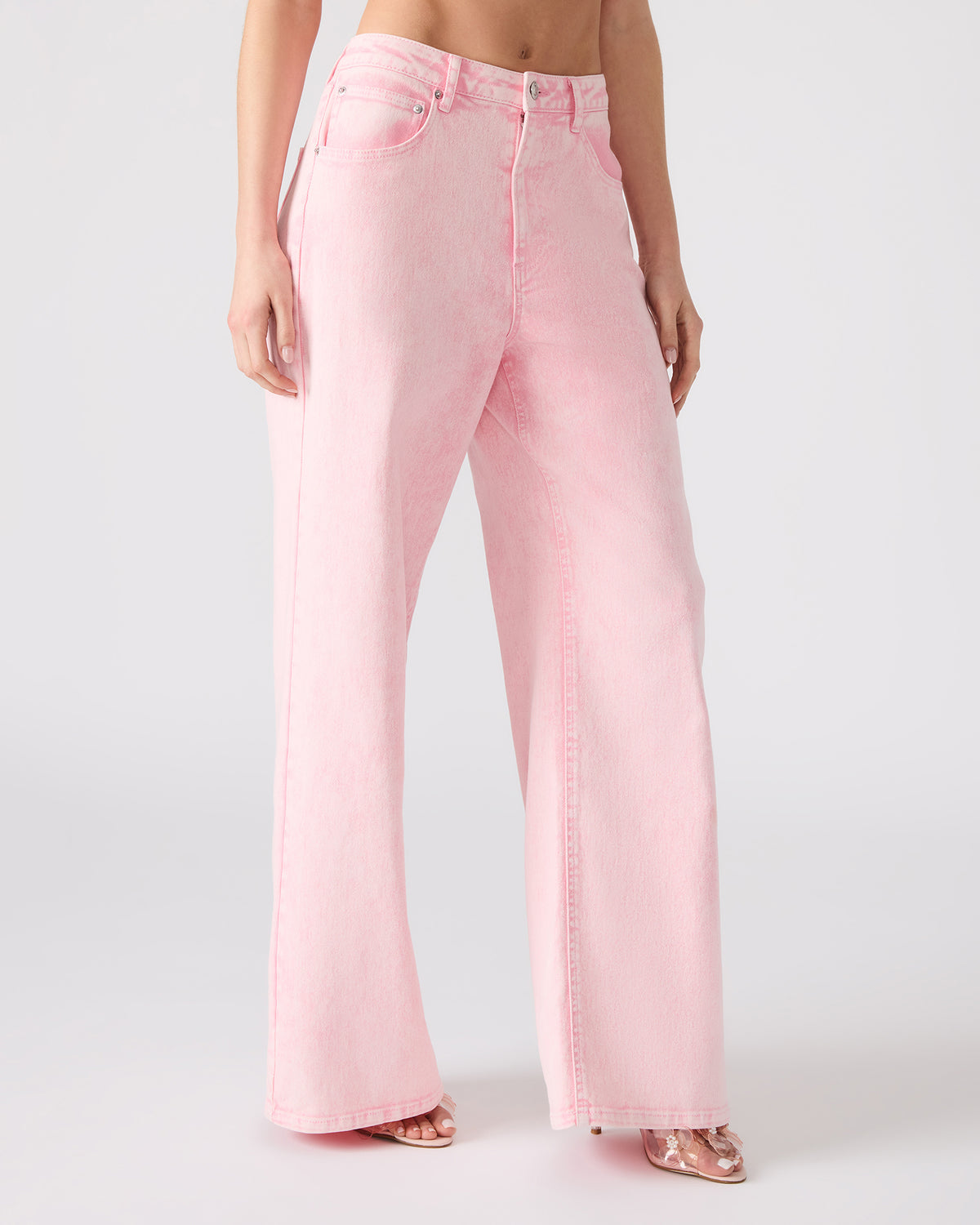 ROZ Pink Wide-Leg Washed Denim Women's Pant | Steve Madden Special Offer