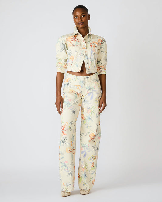 RORI Vintage Ivory Straight-Leg Denim Floral Print Women's Bottoms | Steve Madden Essential