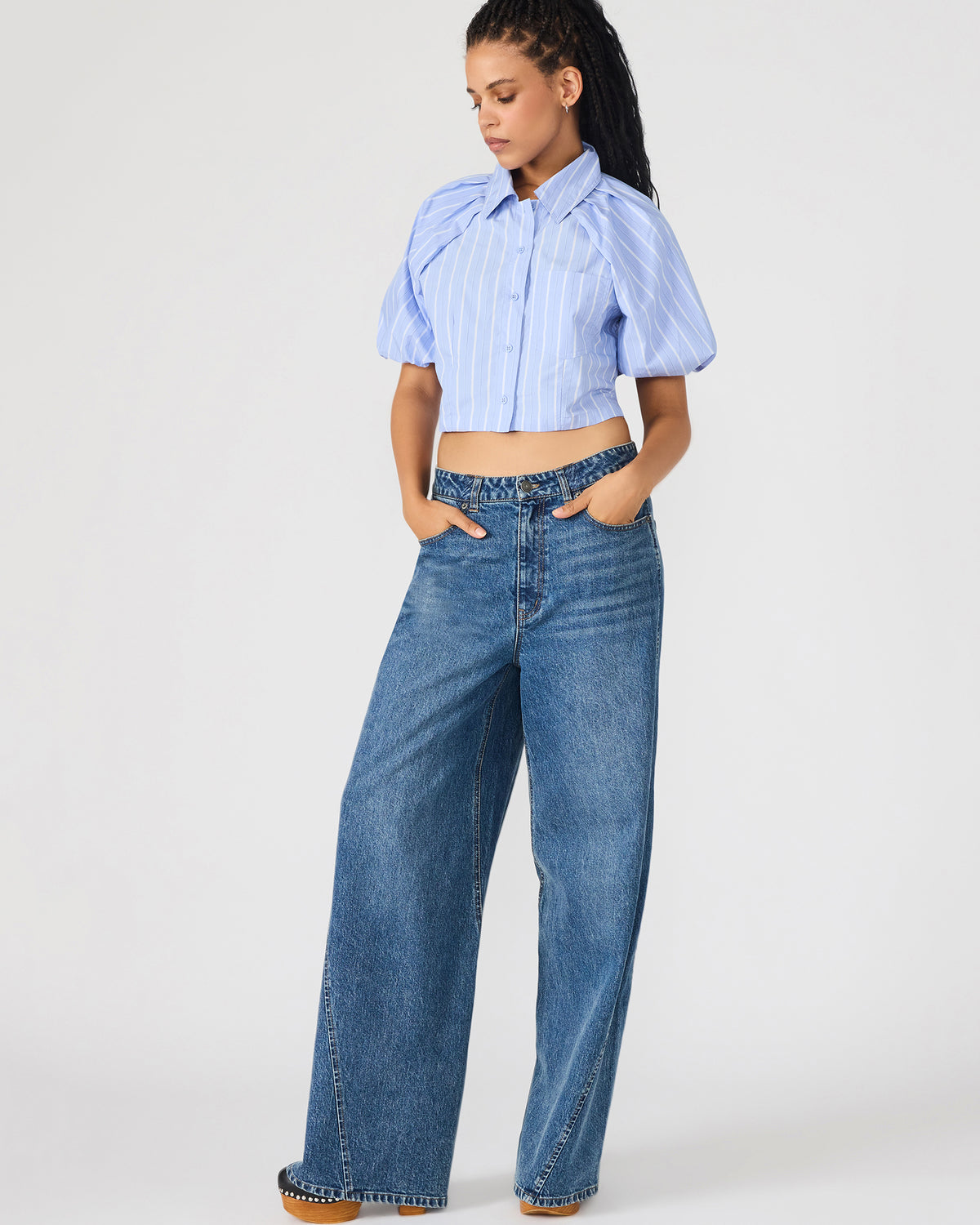 MELLIE Midnight Blue Denim Wide-Leg Women's Jeans | Steve Madden Discount