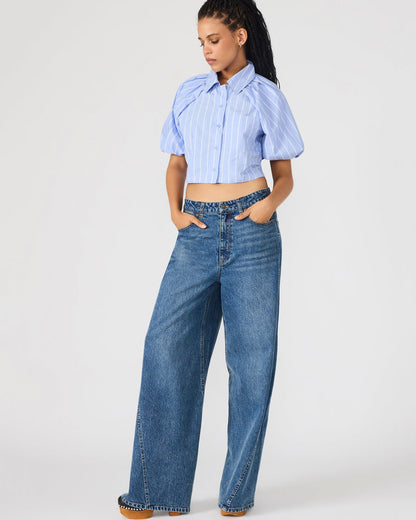 MELLIE Midnight Blue Denim Wide-Leg Women's Jeans | Steve Madden Discount
