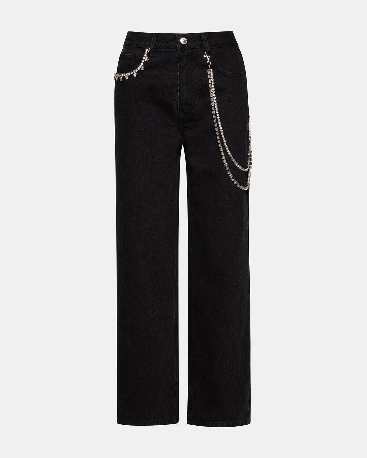 SWIFT Black Wide-Leg Denim Chain Women's Jean | Steve Madden Great Value