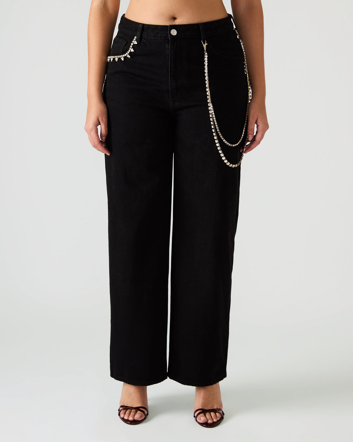 SWIFT Black Wide-Leg Denim Chain Women's Jean | Steve Madden Great Value