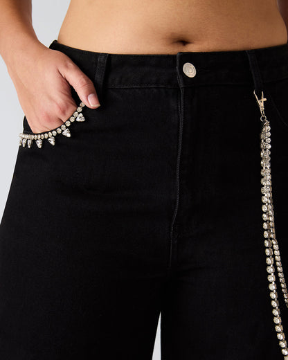 SWIFT Black Wide-Leg Denim Chain Women's Jean | Steve Madden Great Value