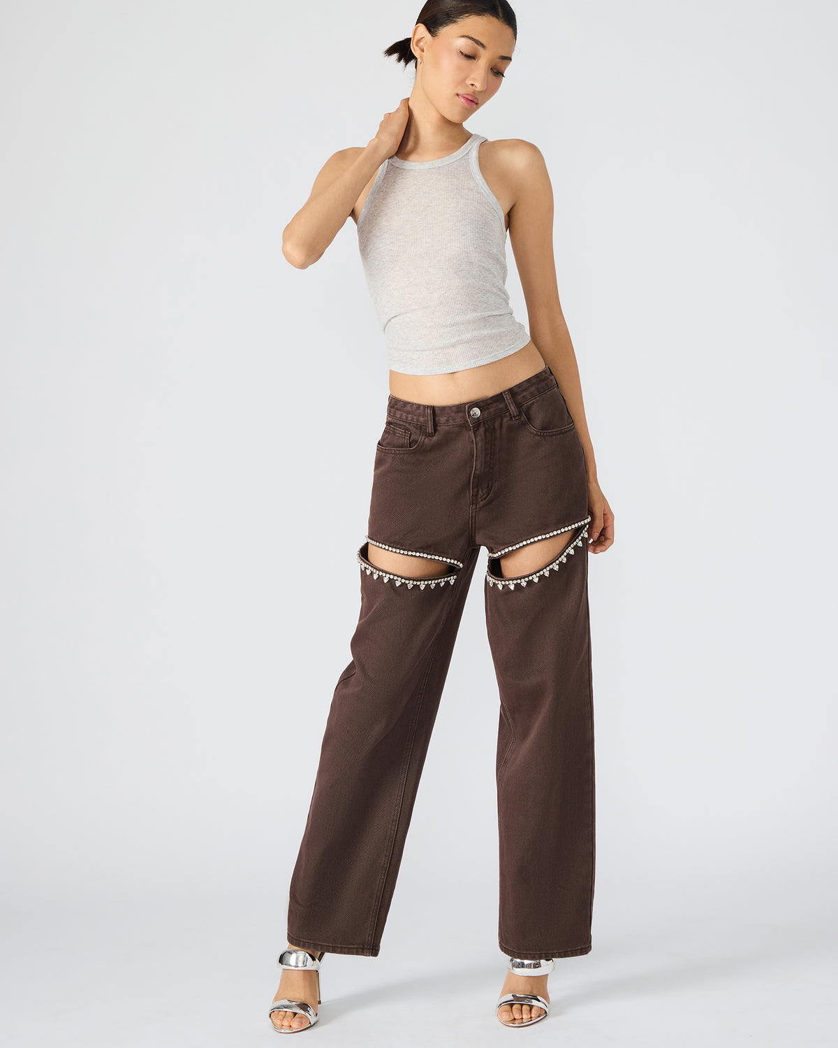 TAYLOR Jean Cocoa Brown Women's Cutout Jeans | Steve Madden Great Value