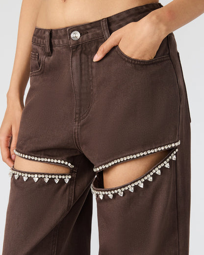 TAYLOR Jean Cocoa Brown Women's Cutout Jeans | Steve Madden Great Value