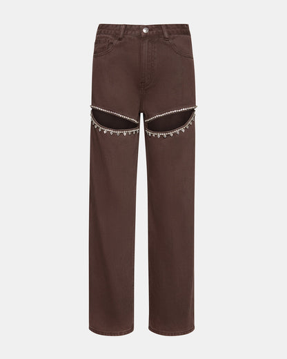TAYLOR Jean Cocoa Brown Women's Cutout Jeans | Steve Madden Great Value