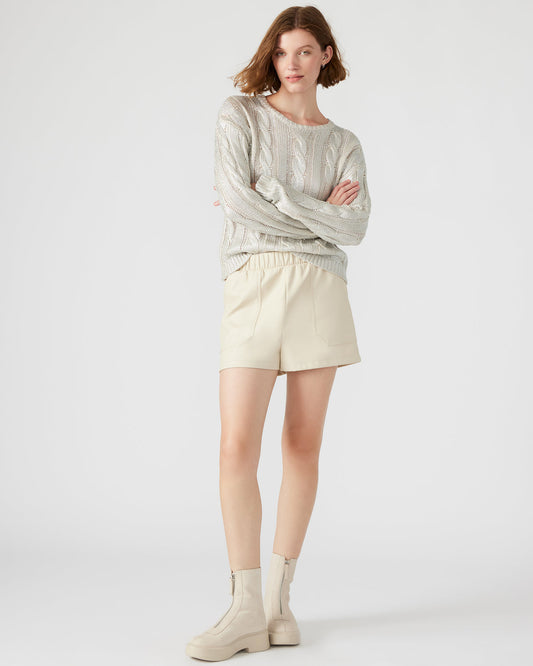 FAUX THE RECORD Short Bone | Women's Faux Leather Short | Steve Madden Smart Buy