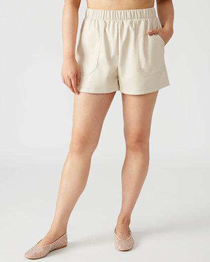 FAUX THE RECORD Short Bone | Women's Faux Leather Short | Steve Madden Smart Buy