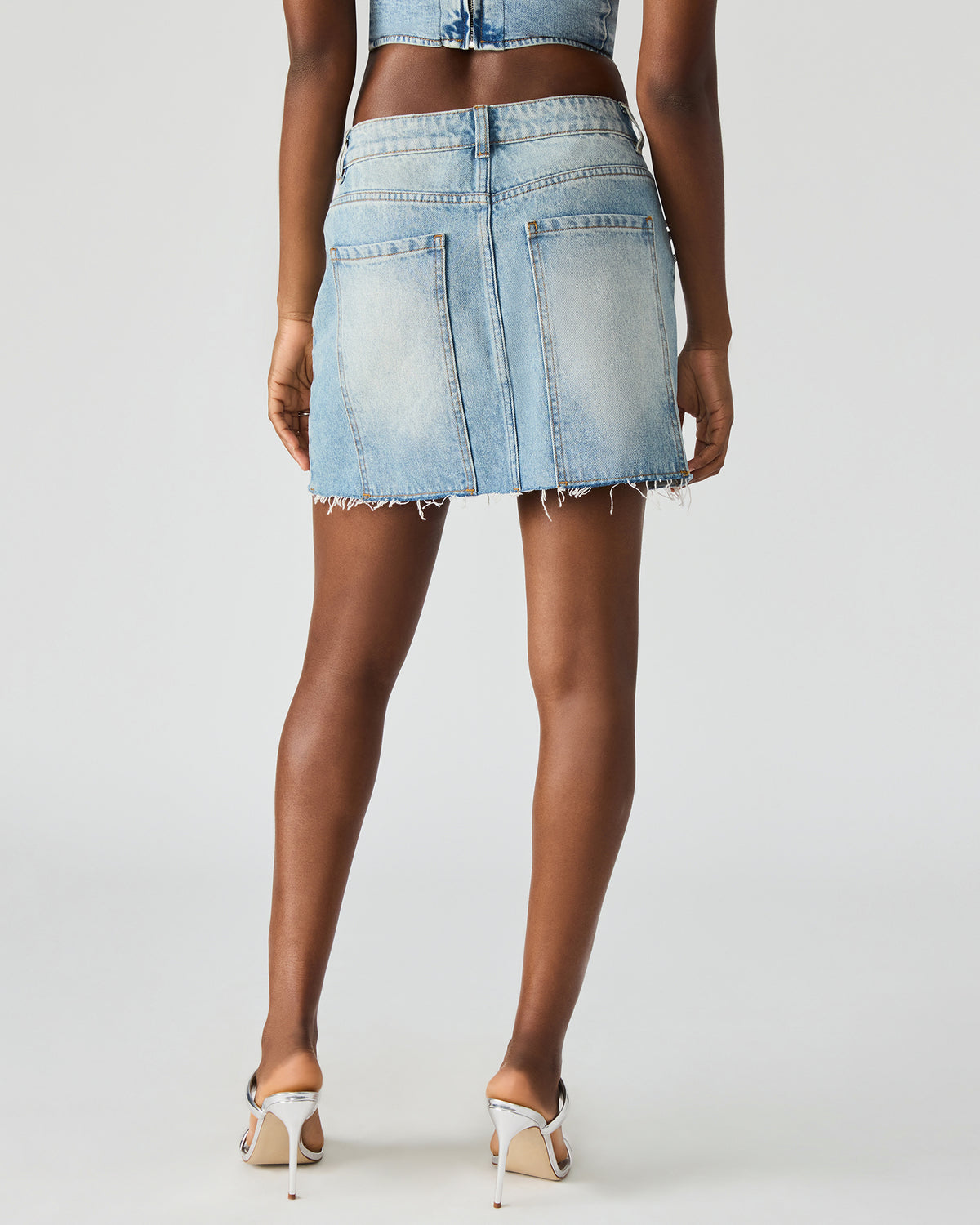 ERAS Denim Rhinestone Embellished Matching Set Mini Women's Skirt | Steve Madden Featured