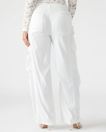 DUO White Sequin Women's Utility Cargo Pants | Steve Madden Recommended