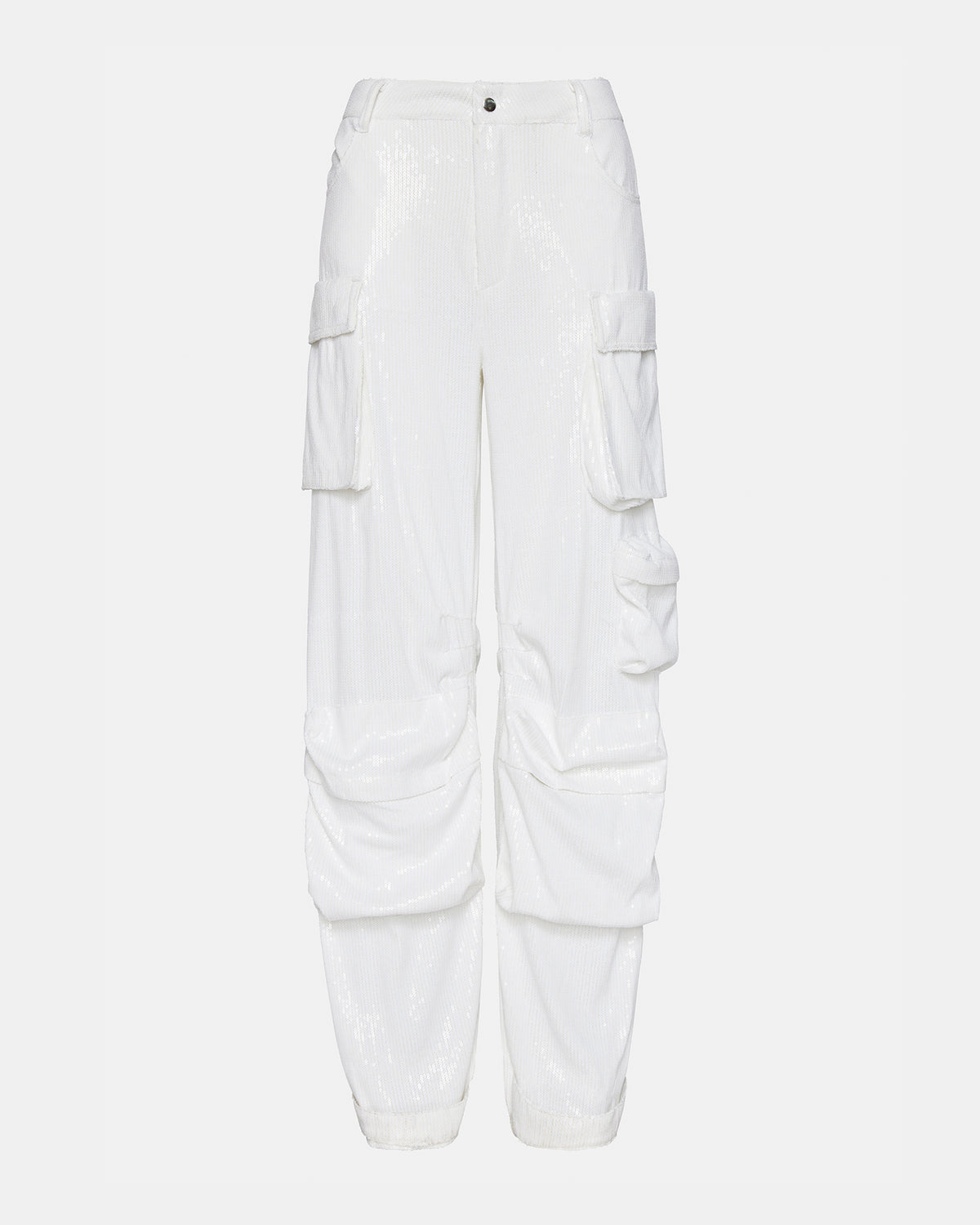 DUO White Sequin Women's Utility Cargo Pants | Steve Madden Recommended