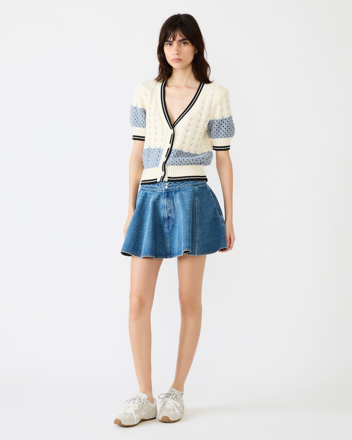 LILLIANY Aruba Blue Pleated Denim Mini Women's Skirt | Steve Madden Signature