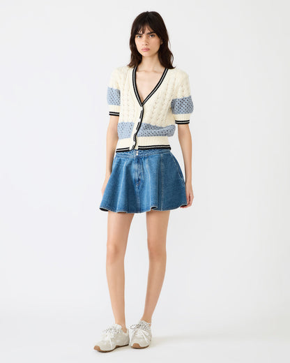 LILLIANY Aruba Blue Pleated Denim Mini Women's Skirt | Steve Madden Signature