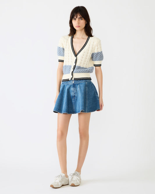 LILLIANY Aruba Blue Pleated Denim Mini Women's Skirt | Steve Madden Signature