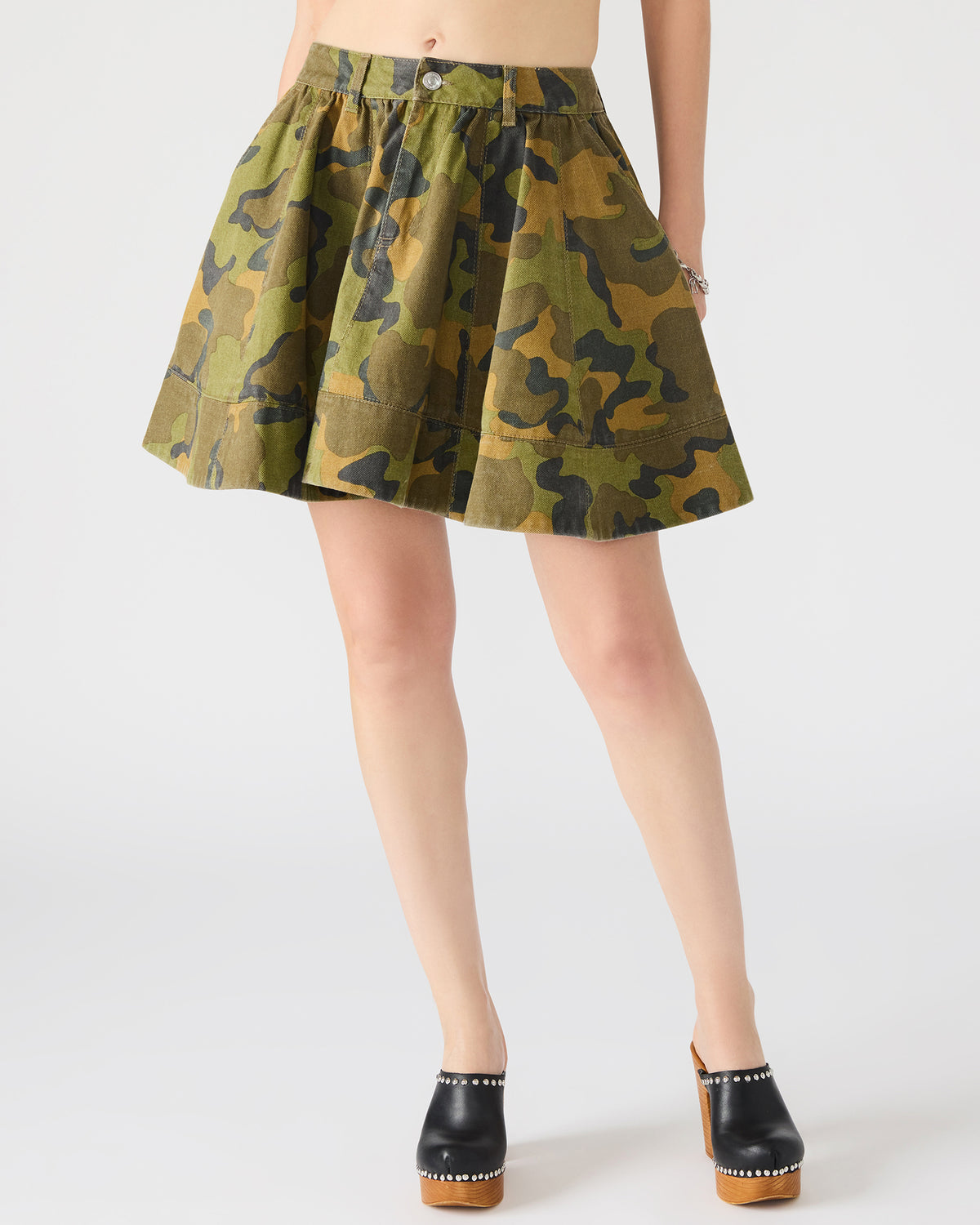 SLOAN Camouflage Mini Denim A-Line Women's Skirt | Steve Madden Signature