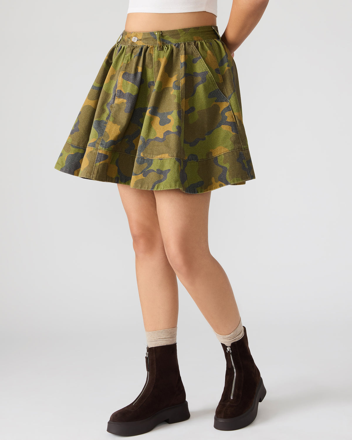 SLOAN Camouflage Mini Denim A-Line Women's Skirt | Steve Madden Signature