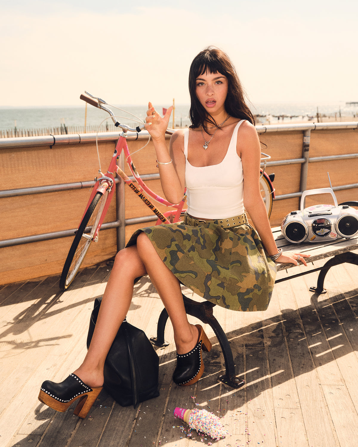 SLOAN Camouflage Mini Denim A-Line Women's Skirt | Steve Madden Signature