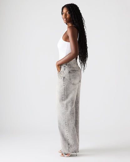 ERAS Fog Rhinestone Embellised Straight-Leg Denim Women's Jeans | Steve Madden Exclusive