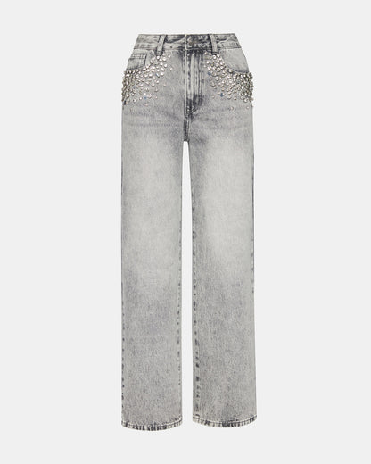 ERAS Fog Rhinestone Embellised Straight-Leg Denim Women's Jeans | Steve Madden Exclusive