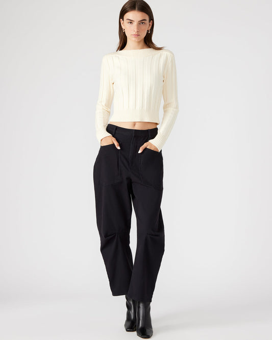 HANIEL Black Women's Barrel Leg Pant | Steve Madden Top Pick