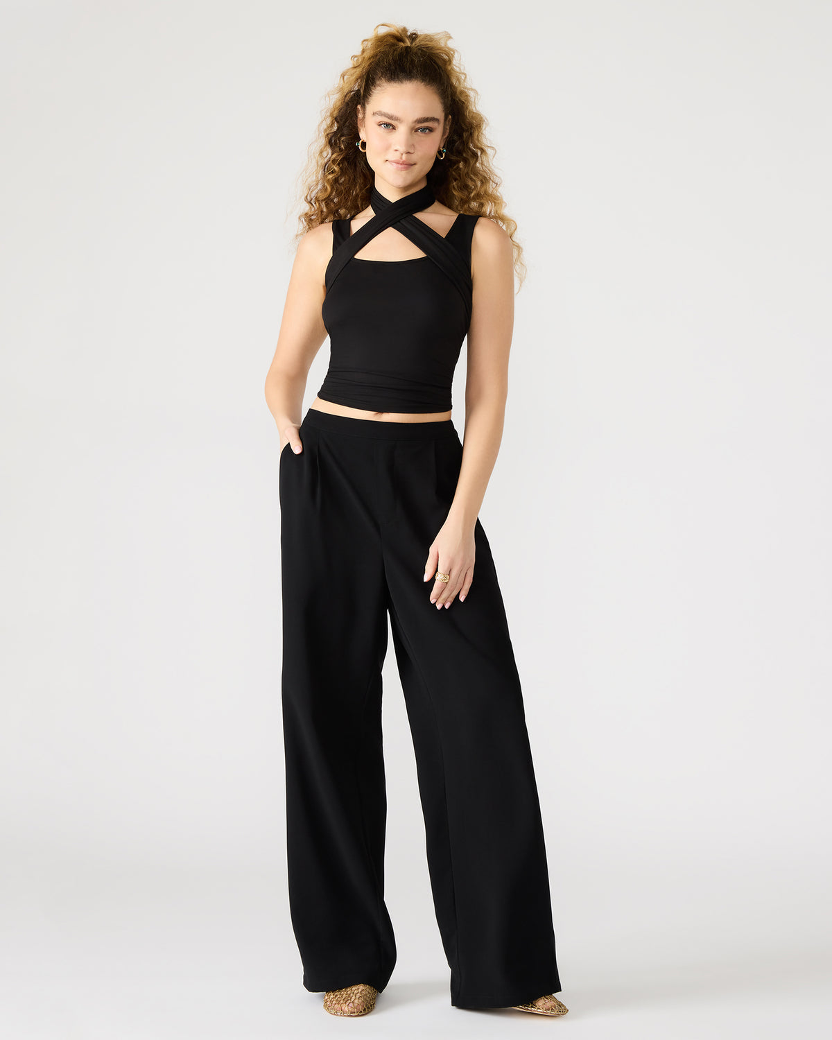 PAYTON Pant Black | Women's Wide Leg Trousers | Steve Madden Customer Favorite