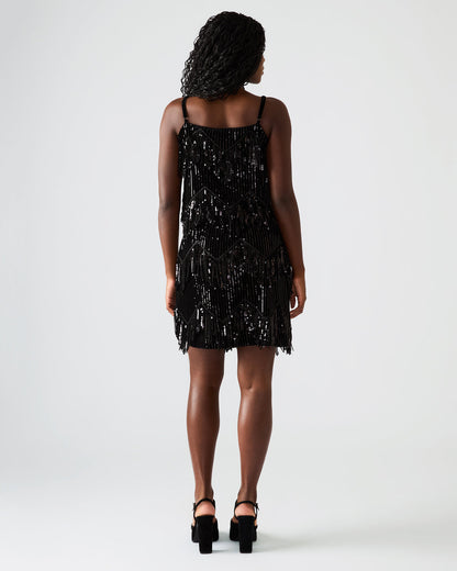 CINDI Sequin Black Fringe Embellished Women's Skirt | Steve Madden Essential
