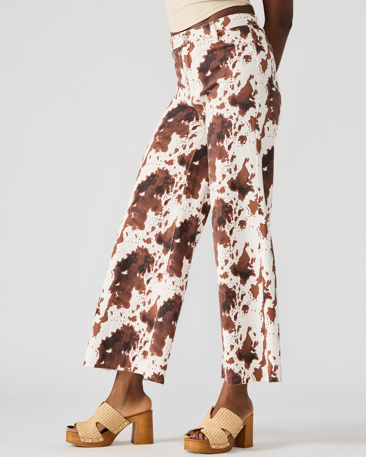 HARLI Brown Cow Print High-Rise Denim Women's Jean | Steve Madden Best Seller